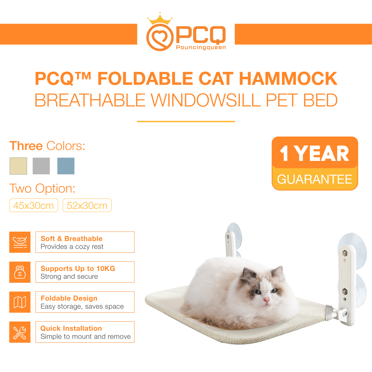 PCQ™ New Foldable Cat Hammock 2025
